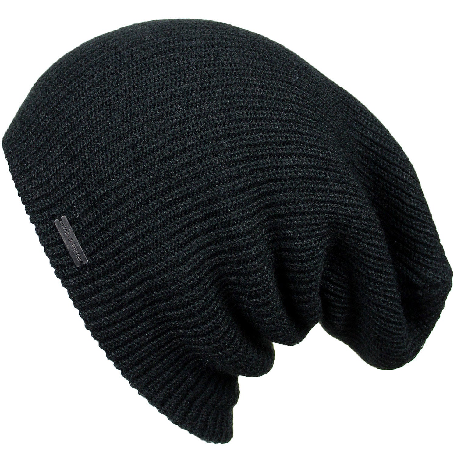 Black slouchy beanie hat on sale